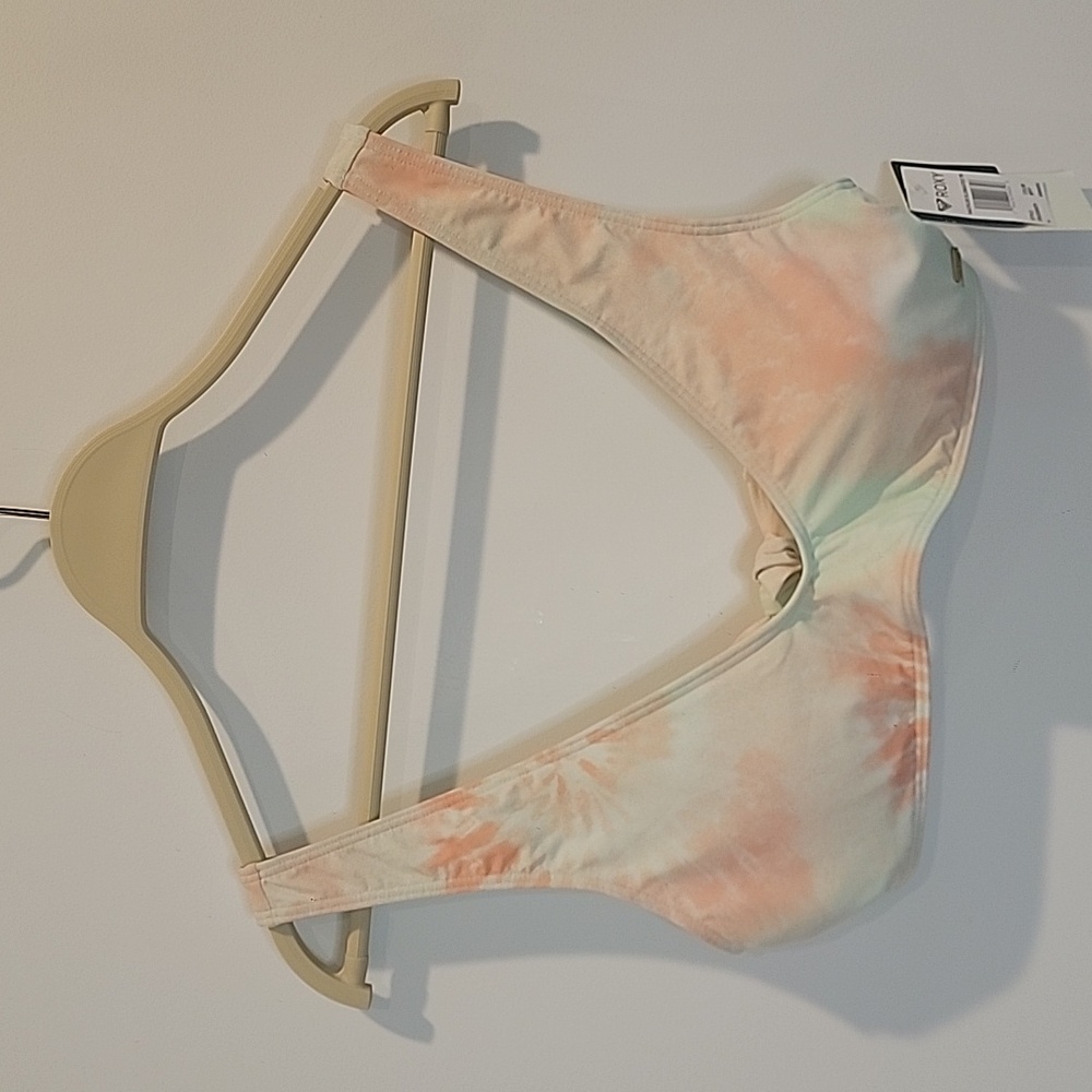 Roxy Bikini Top, Nautilus Elongated Tri, Color Peach/Amber, Size Medium, NWT - Picture 4 of 6